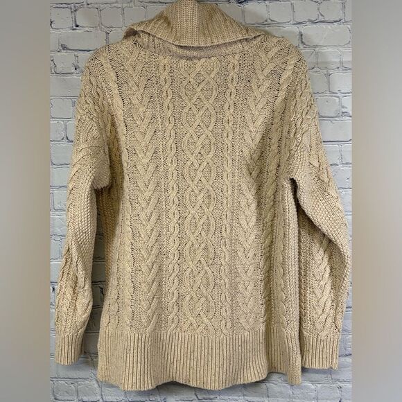 Lauren Ralph Lauren Cream Classic Cable Knit Cottagecore Turtleneck Sweater XL - Picture 2 of 13